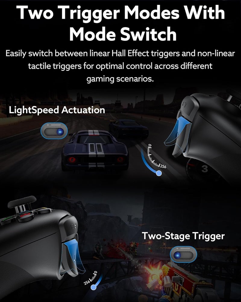 8Bitdo وحدة التحكم بلوتوث Ultimate 2 (تحديث عصا التحكم TMR) ، حلقة نار RGB ، مفاتيح تأثير هول / مفاتيح لمسية قابلة للتبديل ، اهتزاز وتحكم في الحركة لجهاز Switch / Switch 2 ، كمبيوتر ويندوز (أسود) - Image 4